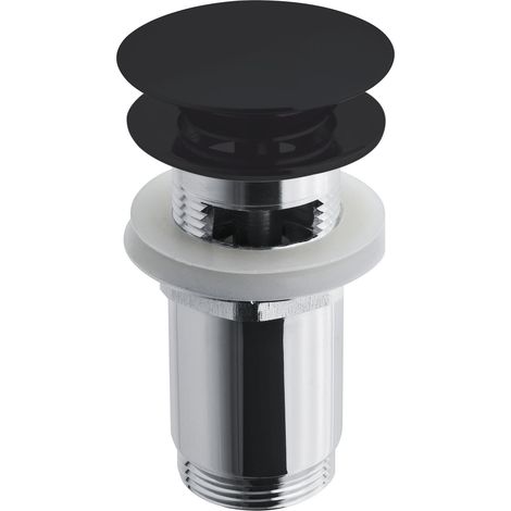 Push Open Ablaufventil 5/4 Zoll - Schaftventil mit Staufunktion - verschließbar, schwarz matt