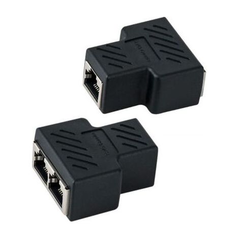 RJ45 Coupleur[2 Pièces], RJ45 Splitter Connecteurs Adaptateur 1 à 2 Ethernet Splitter Double Socket, Ethernet LAN Câble Extender, RJ45 1 Femelle à 2 Femelle(Noir) (1/5)