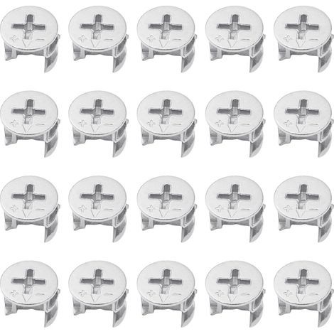 Lot de 20 serrures à cames pour connecteurs de meubles, écrous excentriques, écrous à cames, vis de fixation pour plaques, convient pour les planches en bois d'une épaisseur de 10/16/18 mm (1/3)