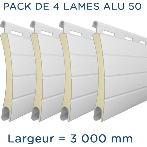 Pack de 4 lames aluminium 3000mm – Hauteur 50mm – Épaisseur 10mm – Coloris blanc – Résistance aux intempéries – Gimenez Ganga
