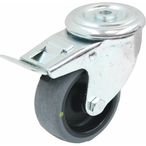 Roue pivotante/freinable de 125 mm en caoutchouc thermoplastique gris conducteur. (1/5)