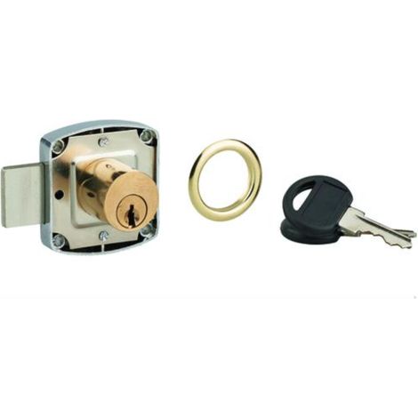 THIRARD - Serrure de meuble en applique pour porte d'ameublement en s'entrouvrant , axe 20mm, 40x40mm, nickelé, 2 clés - THIRARD (1/2)