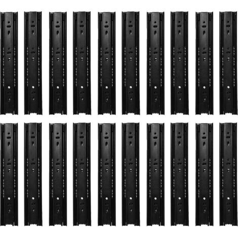 Lot de 10 paires de glissières de tiroir à extension complète, 10 inch, glissières en métal à 3 volets avec capacité de charge de 45 kg, glissières de guidage robustes (1/5)