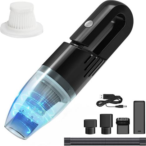 Aspirapolvere portatile per auto senza fili con adattatori inclusi - Misura 29x8 cm - Mini aspiratore per auto da 120 Watt con filtro removibile e lav (1/5)