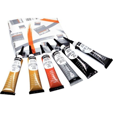 Peinture à canule cerne relief - PEBEO - 054190 - 6 tubes de 20 ml - Couleurs assorties - Résistante au lavage (1/2)