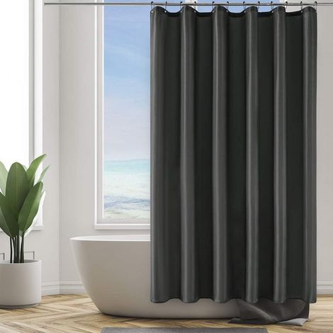 Rideau de Douche avec 12 Anneaux Métalliques Tissu Lavable et Imperméable Gris Foncé Grands Rideaux de Bain en Polyester Anti Moisissure pour Baignoire Salle de Bain 200x200cm (1/5)