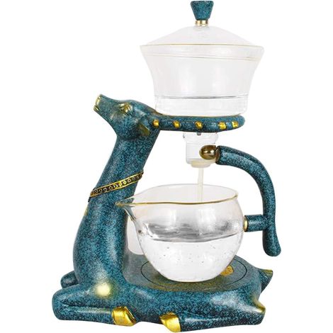 Set de thé en verre résistant à la chaleur avec couvercle magnétique pour transfert d'eau - Théière semi-automatique - Théière paresseuse - Tasse à thé Kung-Fu - Goutte (1/5)