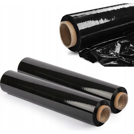 KADAX 2er-Set schwarze Stretchfolie - 300 x 50 cm - Plastikfolie - 3 kg - Für Möbel, Lager, Transpor