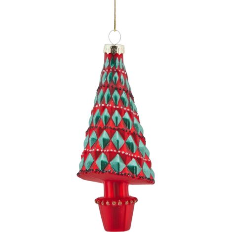 Pendaglio per albero di Natale a forma di Pino, decorazione geometrica, in vetro da 13 cm
