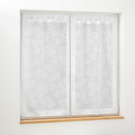 Paire de voilages à passants Blanc 2x60x160 cm (1/3)