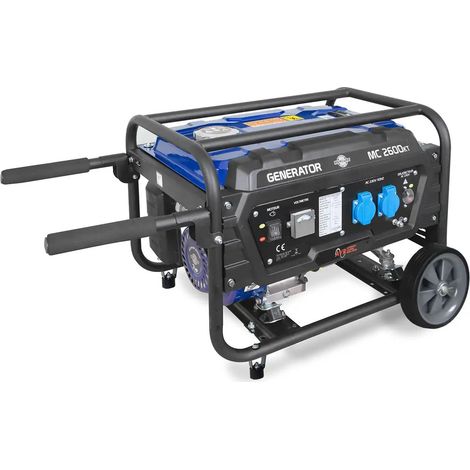 Groupe électrogène 2500 W – Moteur essence 7 HP – Autonomie 10h – 2 sorties AC 230 V – Technologie AVR pour courant stable – Mercure