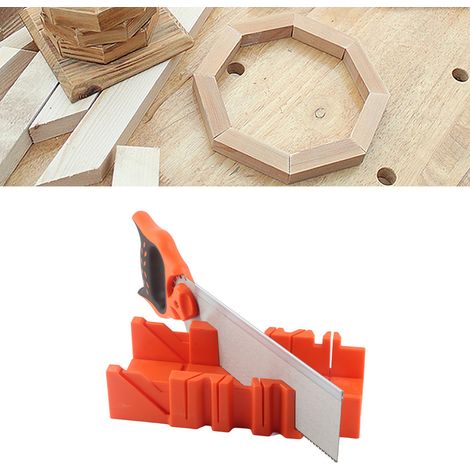 Boîte à onglets en plastique ABS 30 cm avec scie à dos 35 cm, serrage multi-angles, pour coupes précises (1/5)