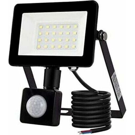 Projecteur LED extérieur 20W avec détecteur de mouvement, 6500K, IP66, éclairage de sécurité avec détecteur de mouvement pour jardin, terrasse, pelouse, fête et éclairage extérieur LED. (1/4)