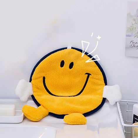Ein schnelltrocknendes, extrem saugfähiges, weiches Hängehandtuch mit Cartoon-Motiven aus Polyester. Ideal für Küche und Bad. Lächeln (1/5)
