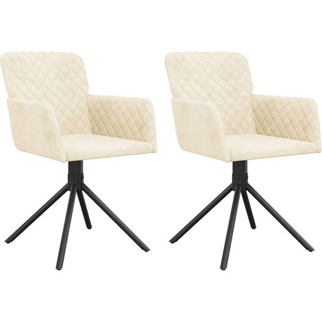 Maison Exclusive - Esszimmerstühle 2 Stk. Drehbar Creme Samt (1/5)