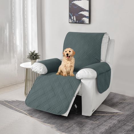Sesselschoner für Relaxsessel mit Armlehnen &amp Taschen – Weicher Sesselüberwurf 59×203 cm, rutschfest &amp Waschbar, Sesselbezug zum Schutz vor Flecken &amp Haustieren (Dark Gray)