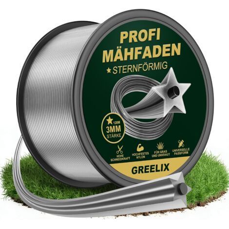 3 mm x 120 m Trimmerfaden – Verstärkter Nylon-Sternprofil-Schneidkopf, scharf (1/5)