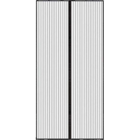Moustiquaire magnétique pour porte et fenêtre – Rideau anti-insectes avec aimants, écran rétractable sans perçage, compatible portes coulissantes en verre – Dimensions 90 x 210 cm, couleur noir