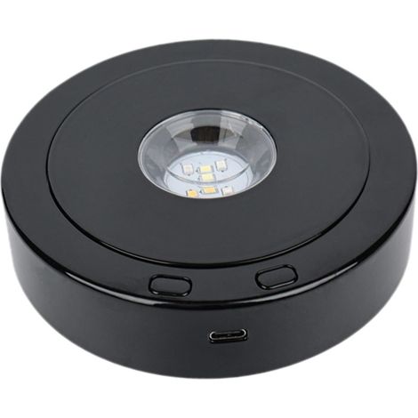 Présentoir rotatif Produits de photographie de plateau tournant électrique avec lumières LED colorées Présentoir rotatif coloré Plate-forme tournante, noir (1/5)