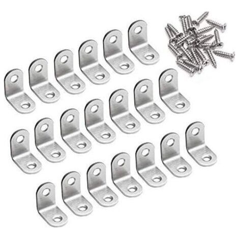 Fixing Bracket 90 Degree Right Angle Bracket 20 x 20 x 16mm L Shape Metal Stainless Steel Corner Brackets Supporen for Wood Furniture Cupboard Bracket 20 Pieces..