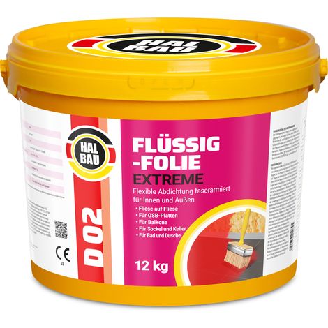 HALBAU Flüssigfolie Extreme Badabdichtung Dichtmembran Dichtfolie D02 - 12KG (1/5)