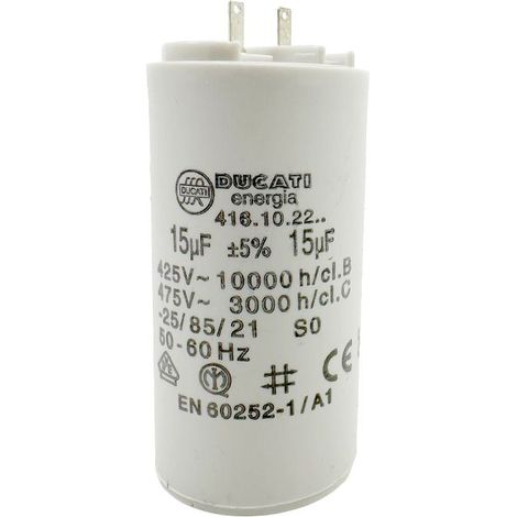 Condensateur 15µF - Ø36x70mm pour moteur de volet roulant Cosses 2.8 mm - Somfy 203630B (1/3)