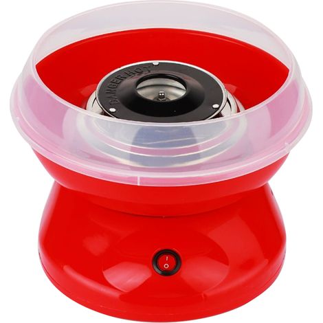 Machine à guimauve barbe à papa électrique portable grand bac sucre tube chauffant performant appareil cuisine sûr enfants anniversaire maison rouge prise UE 220V (1/3)