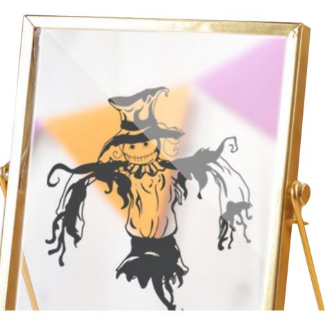 Cadre photo acrylique doré étanche, décoration murale Halloween, tableau ornement métal 14,5x19,5 cm, thème festif, pièce décorative CBS721X04 (1/4)