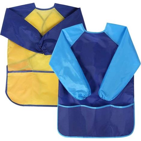 Delantal de pintura infantil de 2 piezas,chaqueta impermeable para pintar para niños y niñas de 3 a 7 años (1/5)