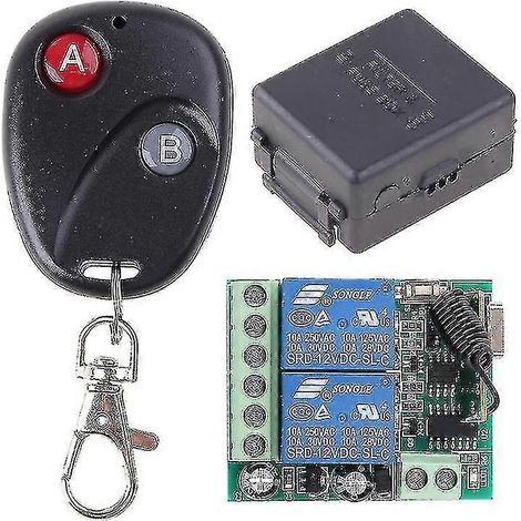 Émetteur RF modulaire 433 MHz, télécommande 433 MHz, alimentation 12 V CC, récepteur relais 2 canaux (1/5)