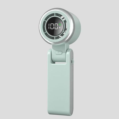 Ventilateur Cou Portable Rechargeable USB, Petit et Pliable avec Affichage Numérique, Haute Vitesse, Mains Libres pour Sport et Voyage (1/5)