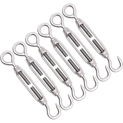6 x M4.304 Adjustable Tensioner Cable Hook for Climbing Plants, Clothesline, Guardrail, Cable Guards (1/5)