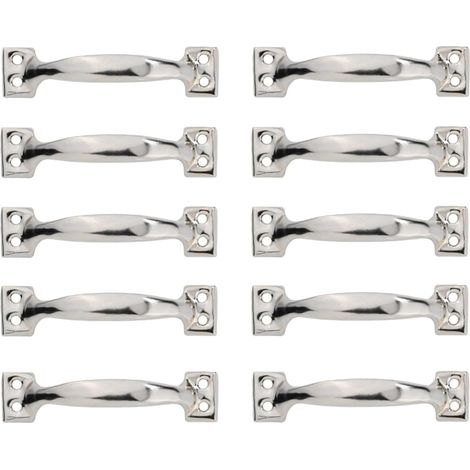 Ensemble de 10 poignées de porte cintrées vintage, poignées de porte en bois peint antique (133mm, argent)