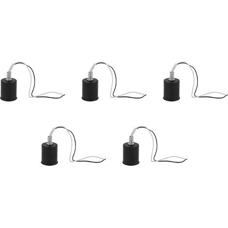5 x E27 céramique vis base rond LED ampoule lampe prise support adaptateur métal lampe support avec fil noir (1/5)