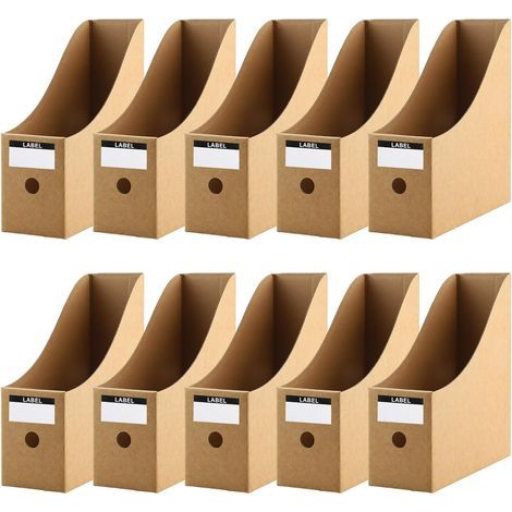 10 Pièces de Porte Revues en Papier Kraft, Solide Porte Documents en Carton avec Étiquettes et avec 10 Compartiments Porte Revue Bureau Rangement de Documents Facile des Livres, Magazines (1/5)