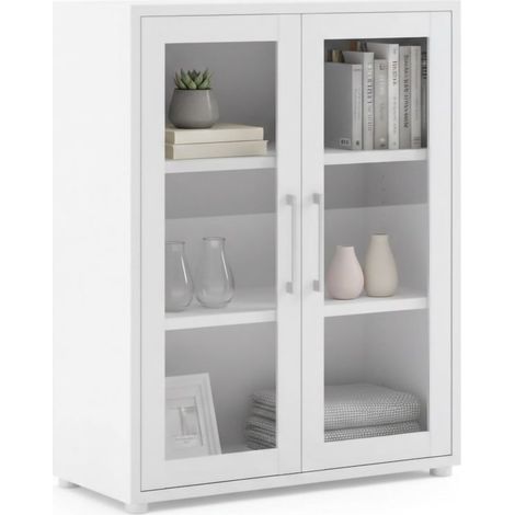 Dmora - Credenza Laureen, Buffet da soggiorno, Madia da salotto, Dispensa da cucina, 89x40 h113 cm, Bianco