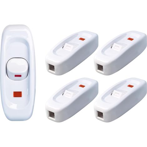 250V 10A interrupteur en ligne, interrupteur de câble de lampe de bureau marche/arrêt en ligne avec affichage LED, interrupteur de câble pour petits appareils ou lampes de table et bureau (blanc) (1/5)