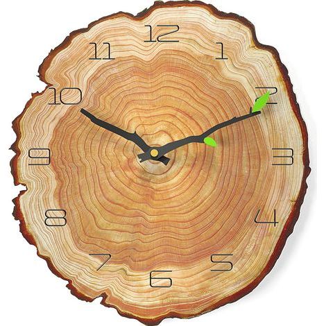 Reloj de pared creativo de 12 pulgadas, para sala de estar, silencioso, con anillo de cumpleaños, cuarzo, acabado en madera, reloj de doce dígitos (1/5)