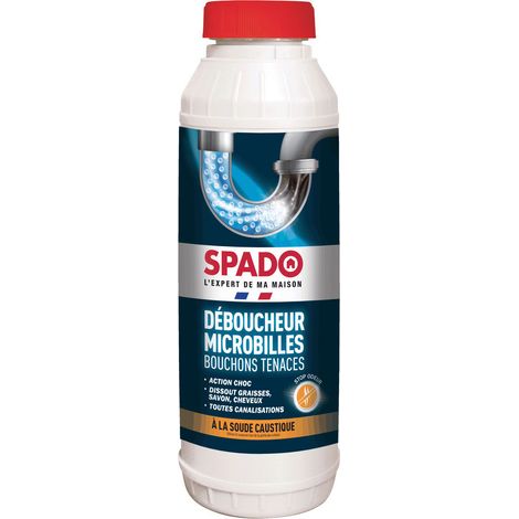 Déboucheur chimique de canalisation 500g – Microbilles pour débouchage rapide – Efficace contre les obstructions tenaces – Spado