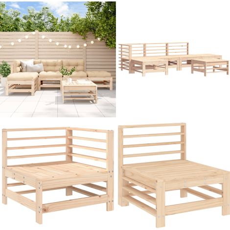 6-tlg. Garten-Lounge-Set Massivholz Kiefer - Holzsofa - Kieferholz (1/5)