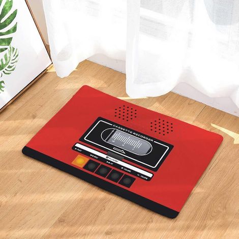 Tapis d'entrée d'intérieur antidérapant à motif de cassette audio vintage (1/2)
