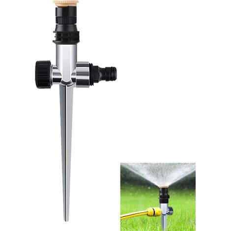 Arroseur de jardin rond à secteurs de 30° à 360°, tige métallique réglable, arrosage manuel des pelouses de taille moyenne, raccordable en série, jet réglable, arroseur haute pression fixe. Convient à (1/5)