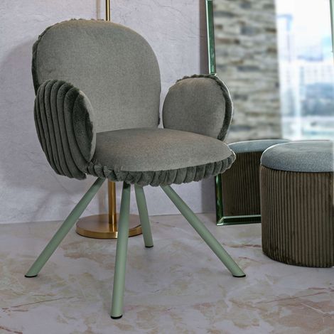 Sedia Zans, 2 Sedie, Imbottito, Materiale Struttura in Tessuto, Verde (1/5)