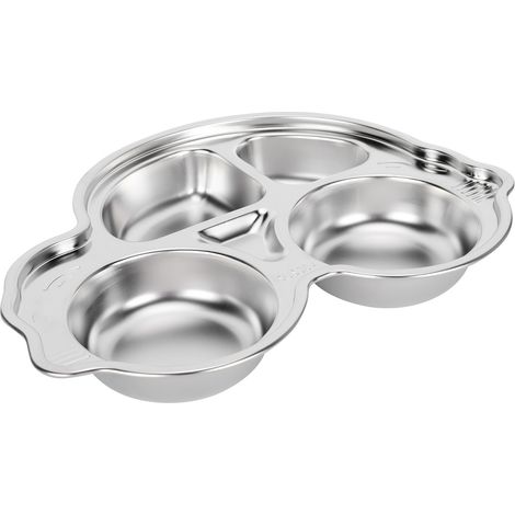 Assiette compartimentée en acier inoxydable 304, en forme de dessin animé, pour le déjeuner et le dîner des enfants. (1/5)