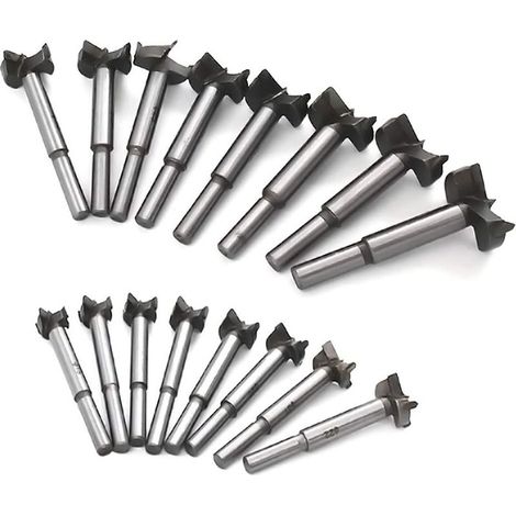 Broca Forstner para madera de 15-35 mm, 16 unidades, sierra de corona de acero al carbono de alta velocidad para madera, sierra perforadora para tablones de madera, perforación de agujeros para bisagr (1/5)