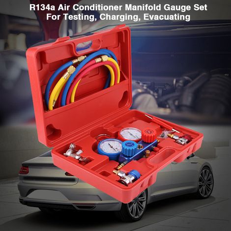 Manomètre de Climatisation R134a avec Tuyau de Charge de 5 Pieds et Outils (1/5)