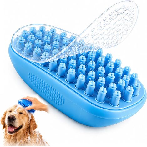 Brosse de Massage pour Chiens et Chats, Brosse en caoutchouc pour poils courts, épurateur de toilettage for le bain, avec Plaque Amovible Silicone, Les Animaux à Poils Longs et Courts (1/5)