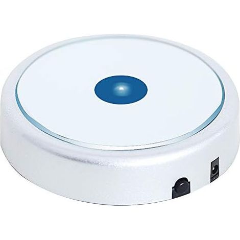 Présentoir rond antidérapant avec base lumineuse LED dans une variété de couleurs, convient pour les œuvres d'art en cristal de verre, la décoration de fête de vacances (argent)
