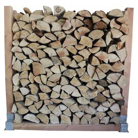 Sud Bois – Abri à bûches 1m x 1m – Kit complet avec supports métalliques et poteaux – Pour bois dur – Résistant aux intempéries