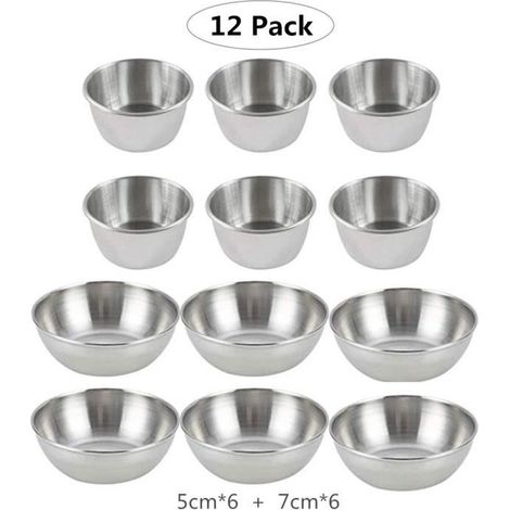 12 pièces bols à sauce en acier inoxydable 304, ø5 cm et ø7 cm, hauteur 2,7 cm, pour condiments, apéritifs et sauces BBQ (1/4)